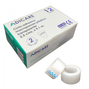 CAJA 12 CINTAS ADHESIVA PLASTICA MACROPOROSA