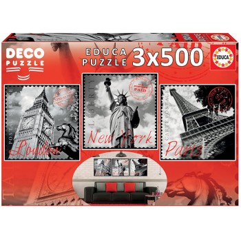 PUZZLE 3X500 PIEZAS GRANDES CIUDADES