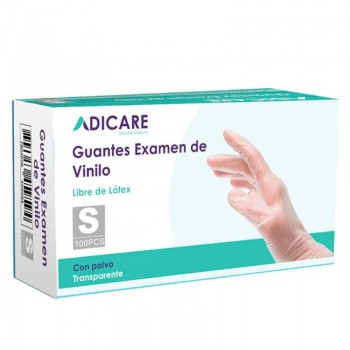 GUANTES EXAMEN DE VINILO CON POLVO TRANSPARENTE TALLA S
