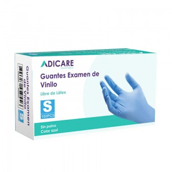 GUANTES EXAMEN DE VINILO AZUL TALLA S