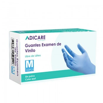 GUANTES EXAMEN DE VINILO AZUL TALLA M 