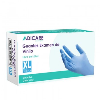 GUANTES EXAMEN DE VINILO AZUL TALLA XL