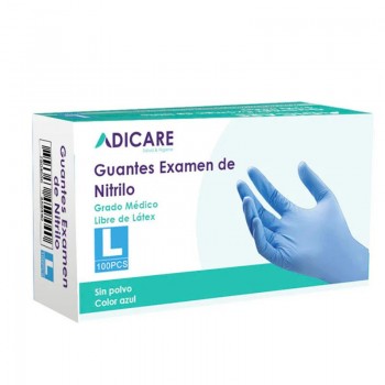 GUANTES EXAMEN DE NITRILO AZUL TALLA L 