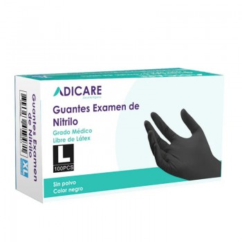 GUANTES EXAMEN DE NITRILO NEGRO TALLA L 