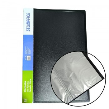 CARPETA CON FUNDAS PLASTICA NEGRA 40 FUNDAS